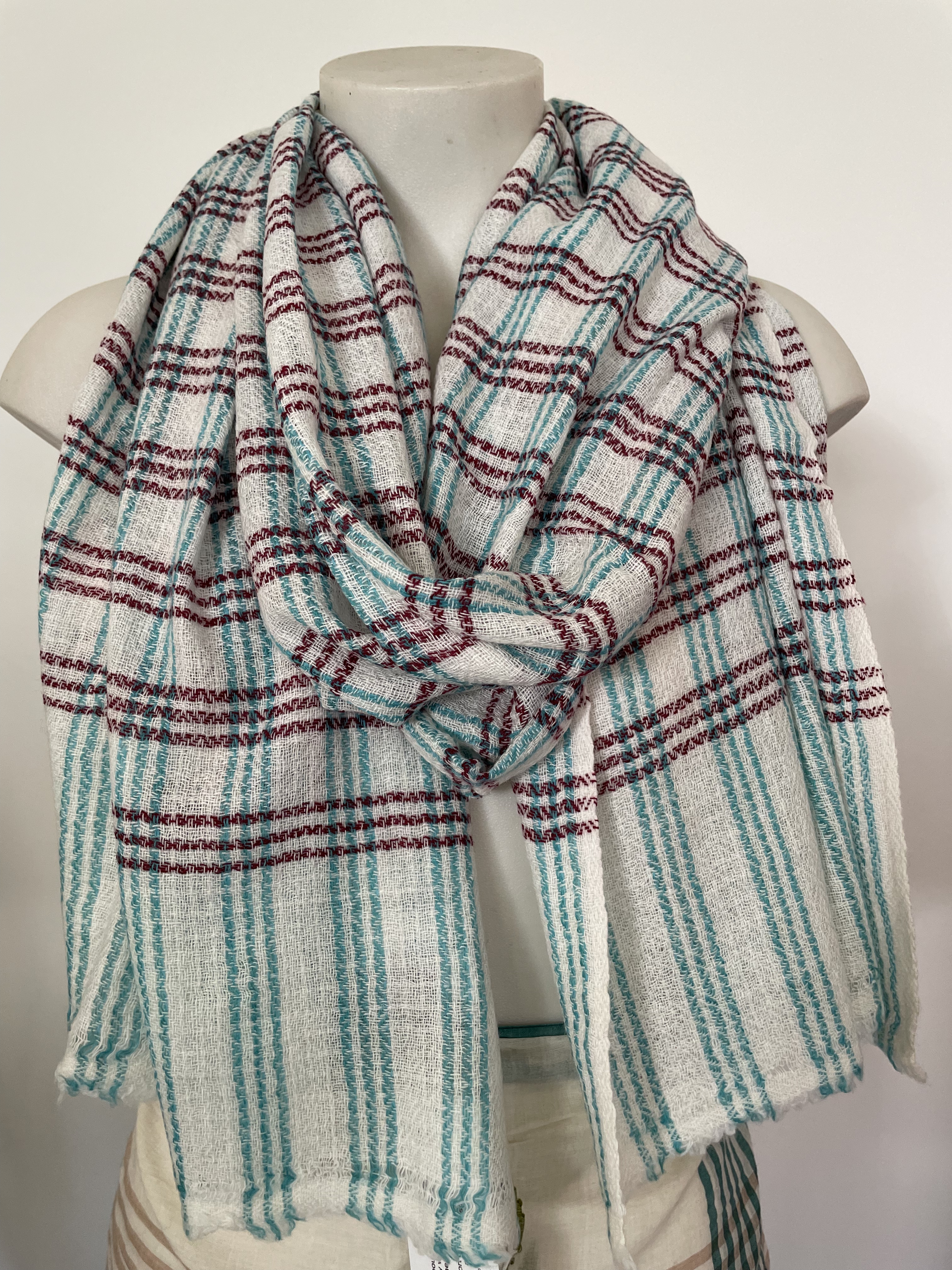 Cashmere Wool Poly Scarves Stripes/Checks A8