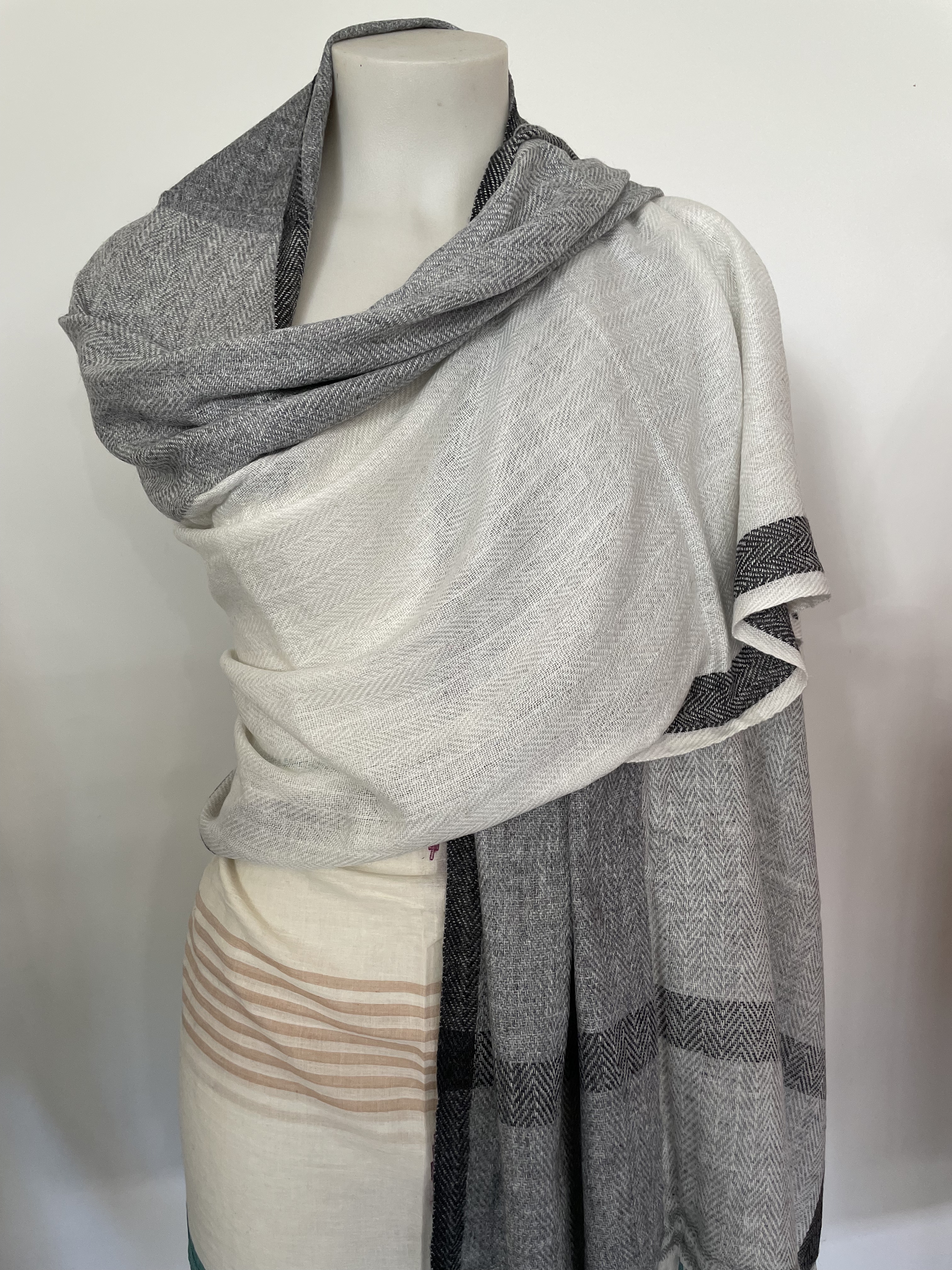 Cashmere Wool Poly Scarves Stripes/Checks A9
