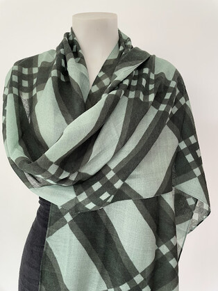 Printed Merino Wool Scarves Emerald Weave