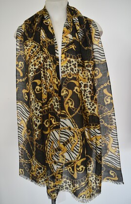 Printed Merino Wool Scarves Gold Safari