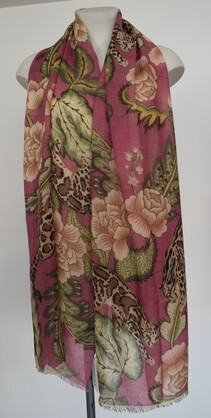 Printed Merino Wool Scarves Leopard Luxe Ruby Pink