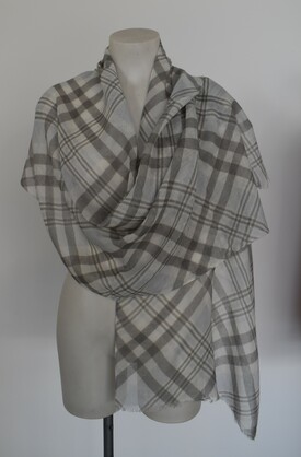 Printed Merino Wool Scarves Powder Plaid