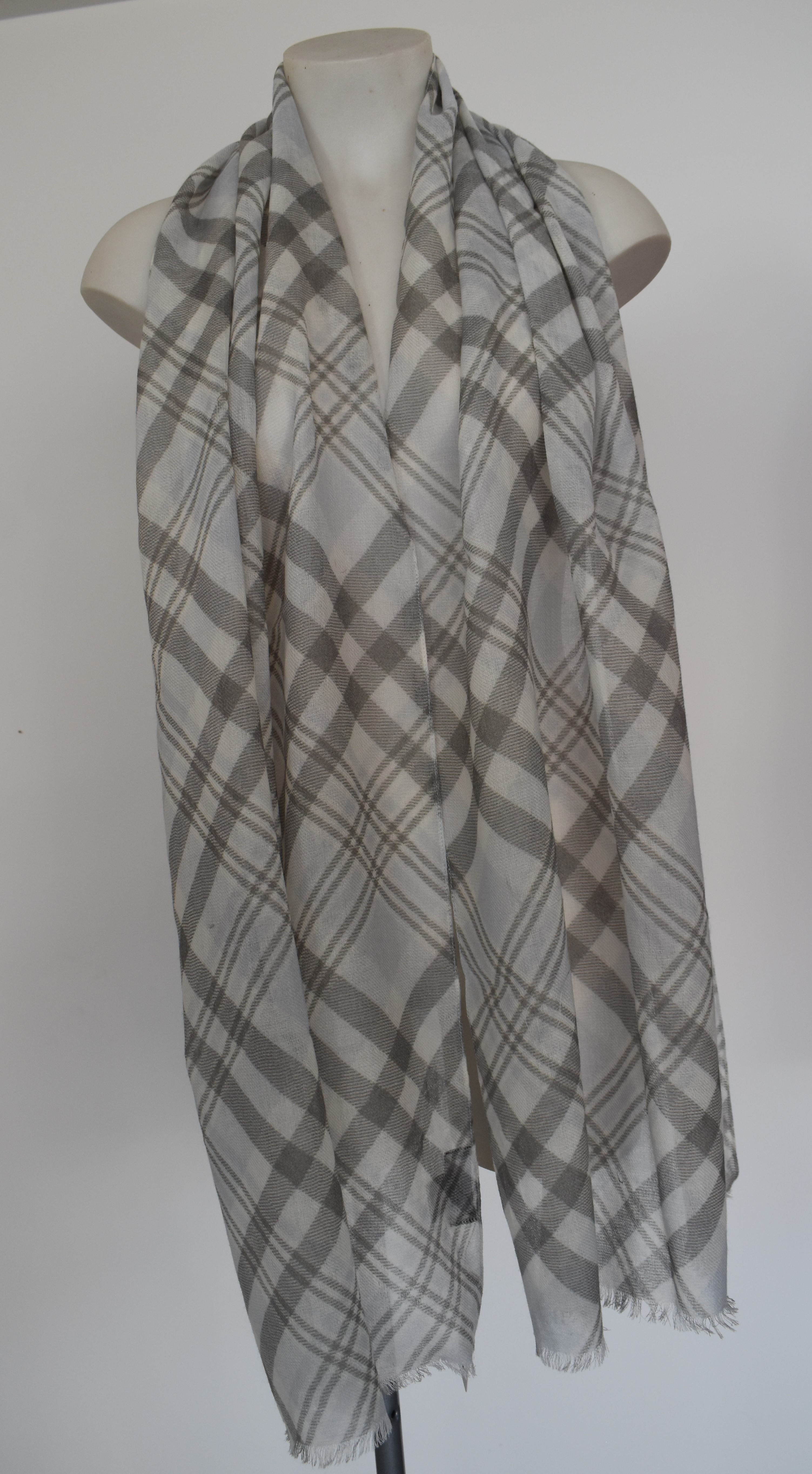 Printed Merino Wool Scarves Powder Plaid