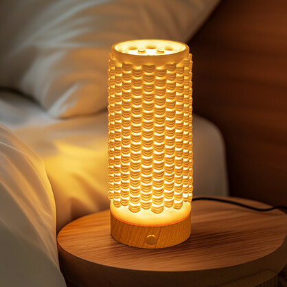 JMA002 |PORC 3D PRINTING NIGHT LIGHT W/WOODEN BASE