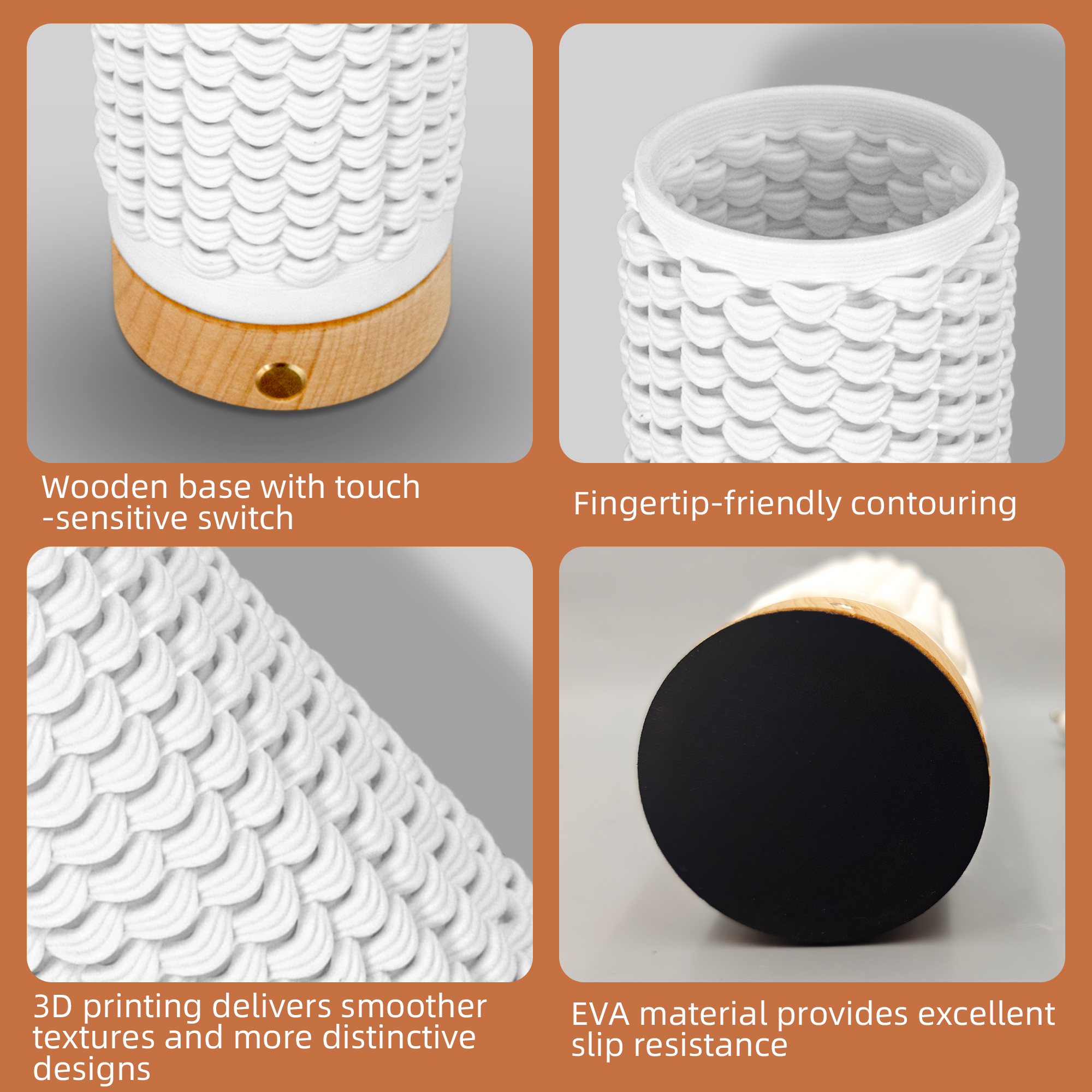 JMA002 |PORC 3D PRINTING NIGHT LIGHT W/WOODEN BASE