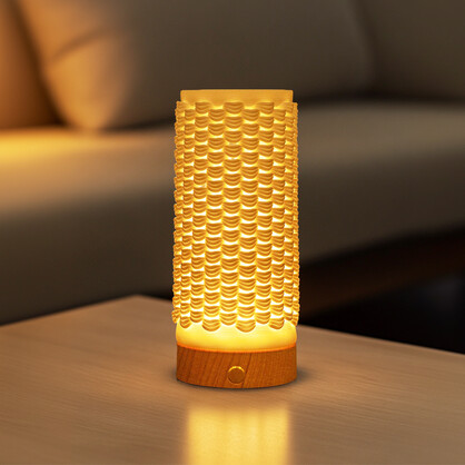 JMA002 |PORC 3D PRINTING NIGHT LIGHT W/WOODEN BASE