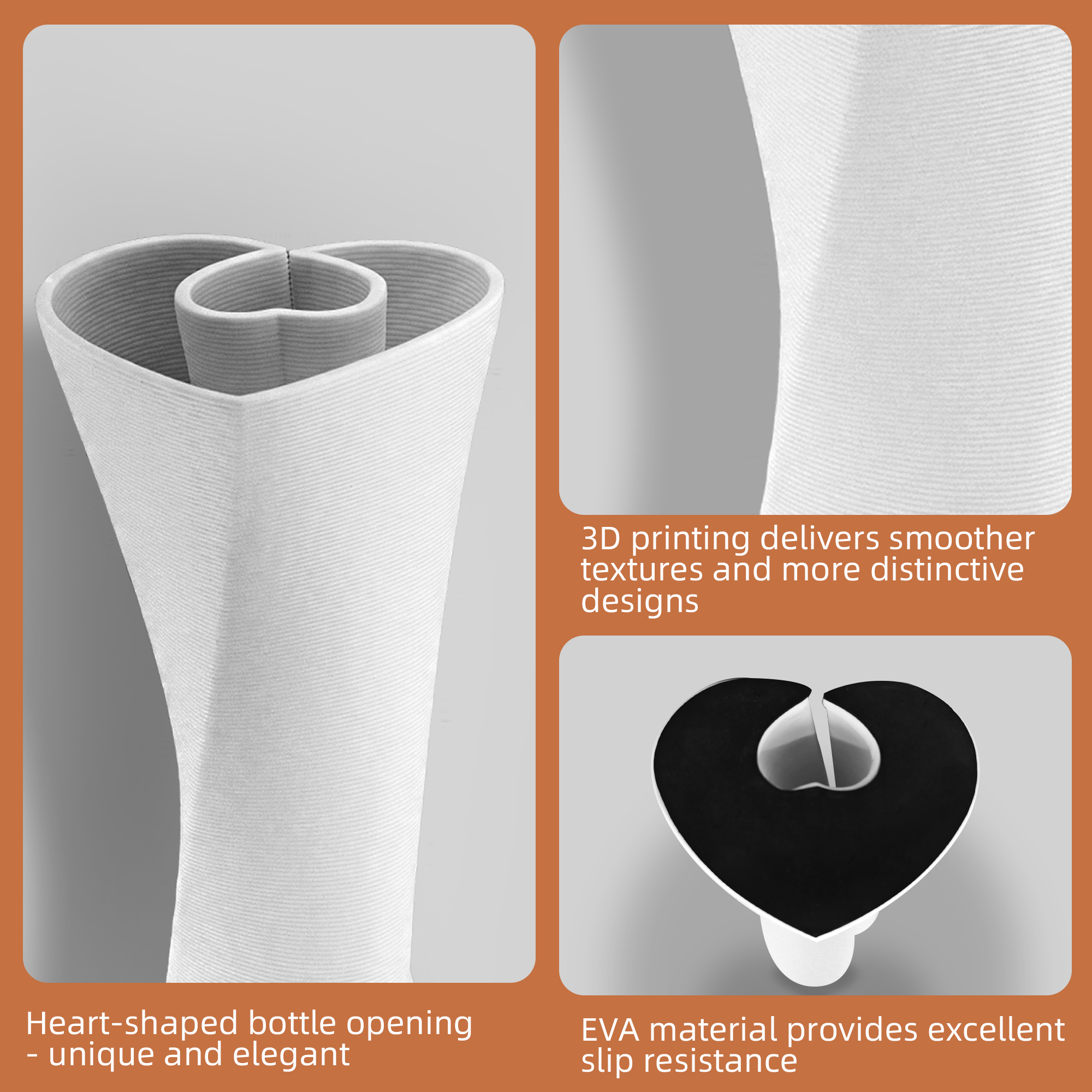 JMA004/LG PORC 3D PRINTING HEART VASE