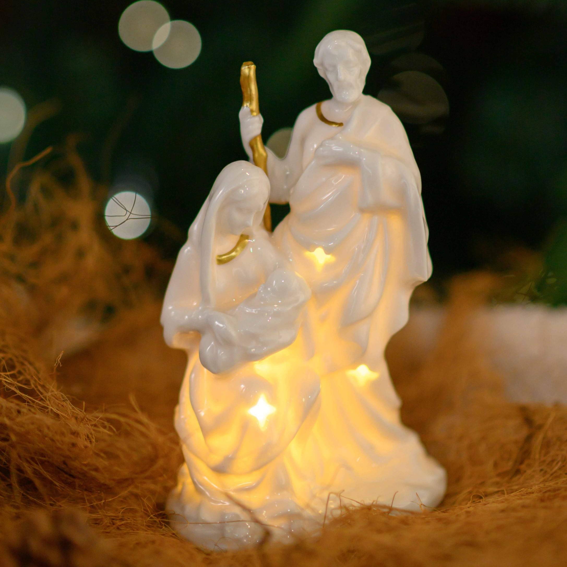PORCELAIN NATIVITY WITH LED LIGHT