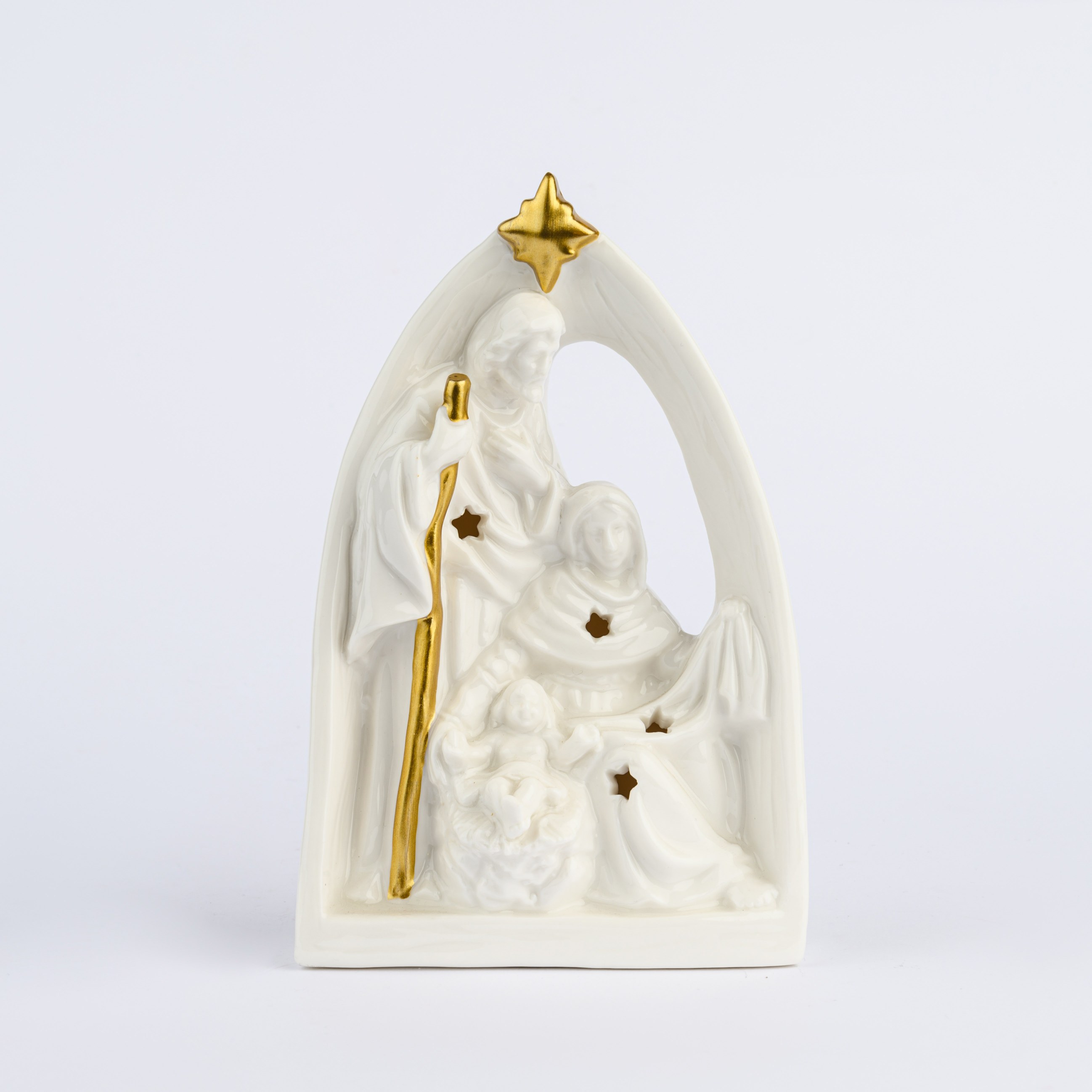 PORCELAIN NATIVITY W/LED