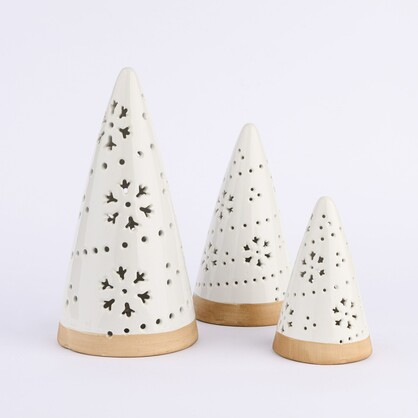 PORCELAIN X'MAS WHITE CHRISTMAS TREE WITH LED LIGHT