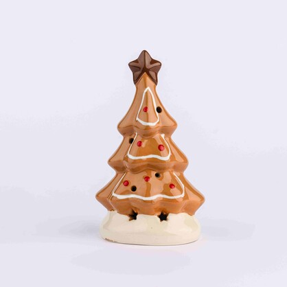 CERAMIC ORANGE GINGERBREAD X'MAS TREE WITH LED LIGHT (3XLR44)
