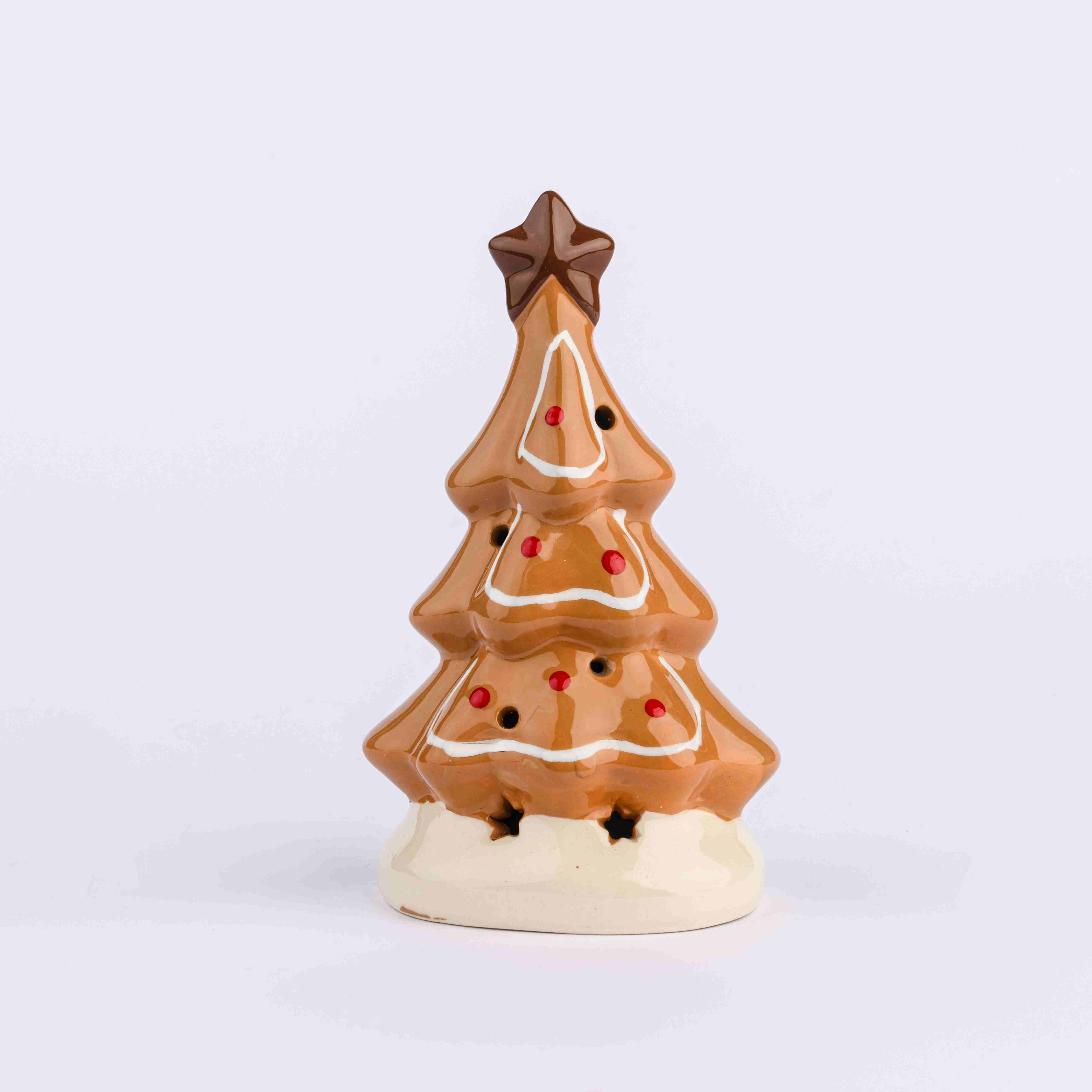 CERAMIC ORANGE GINGERBREAD X'MAS TREE WITH LED LIGHT (3XLR44)