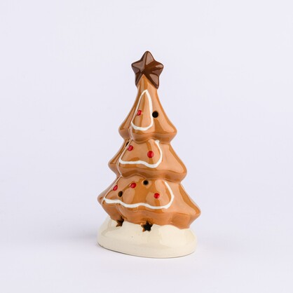 CERAMIC ORANGE GINGERBREAD X'MAS TREE WITH LED LIGHT (3XLR44)