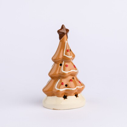 CERAMIC ORANGE GINGERBREAD X'MAS TREE WITH LED LIGHT (3XLR44)