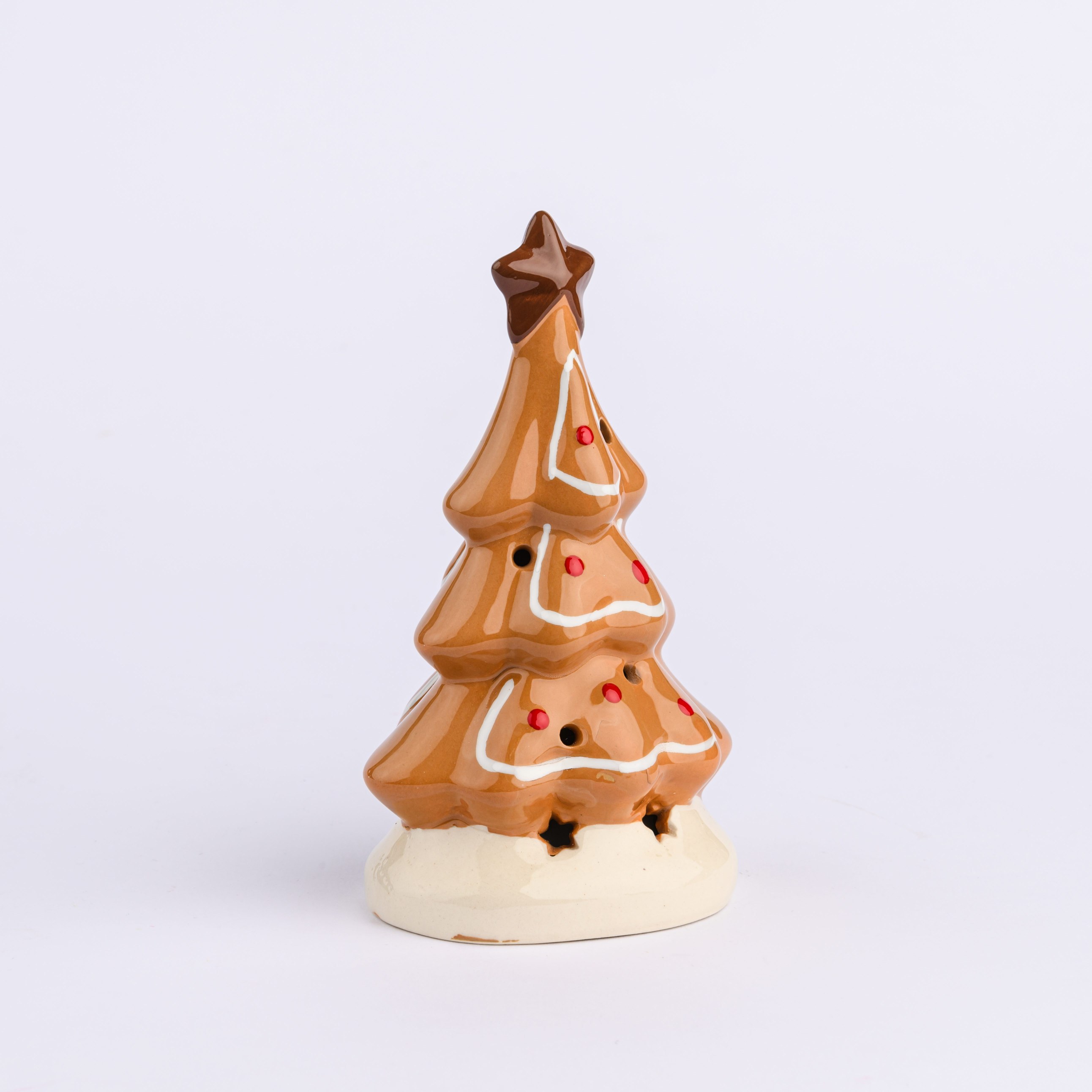 CERAMIC ORANGE GINGERBREAD X'MAS TREE WITH LED LIGHT (3XLR44)