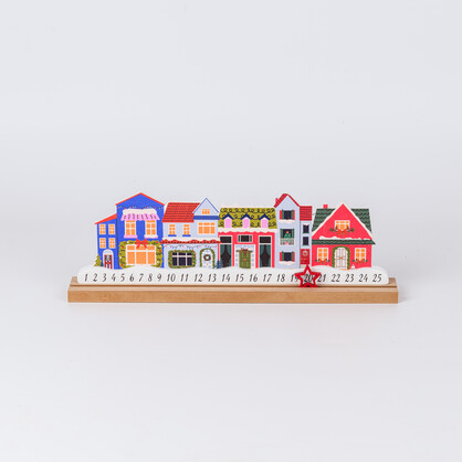 Wooden Christmas House Advent Calendar With Star Markers