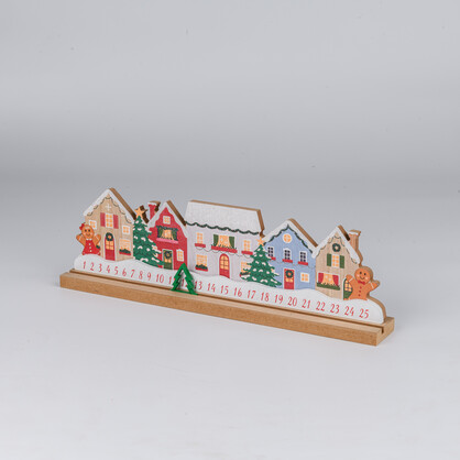 Wooden Christmas House Advent Calendar With Movable Marker