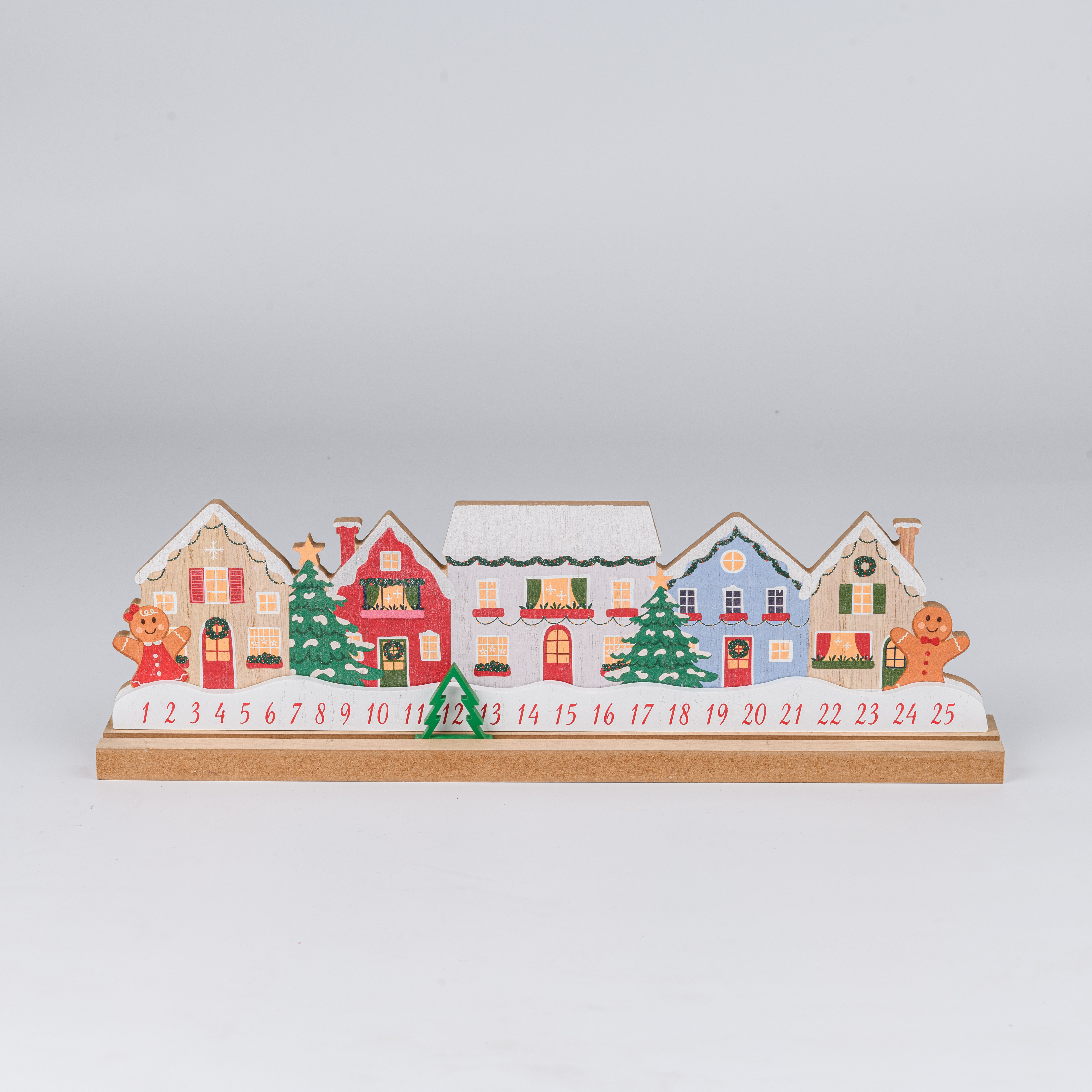Wooden Christmas House Advent Calendar With Movable Marker