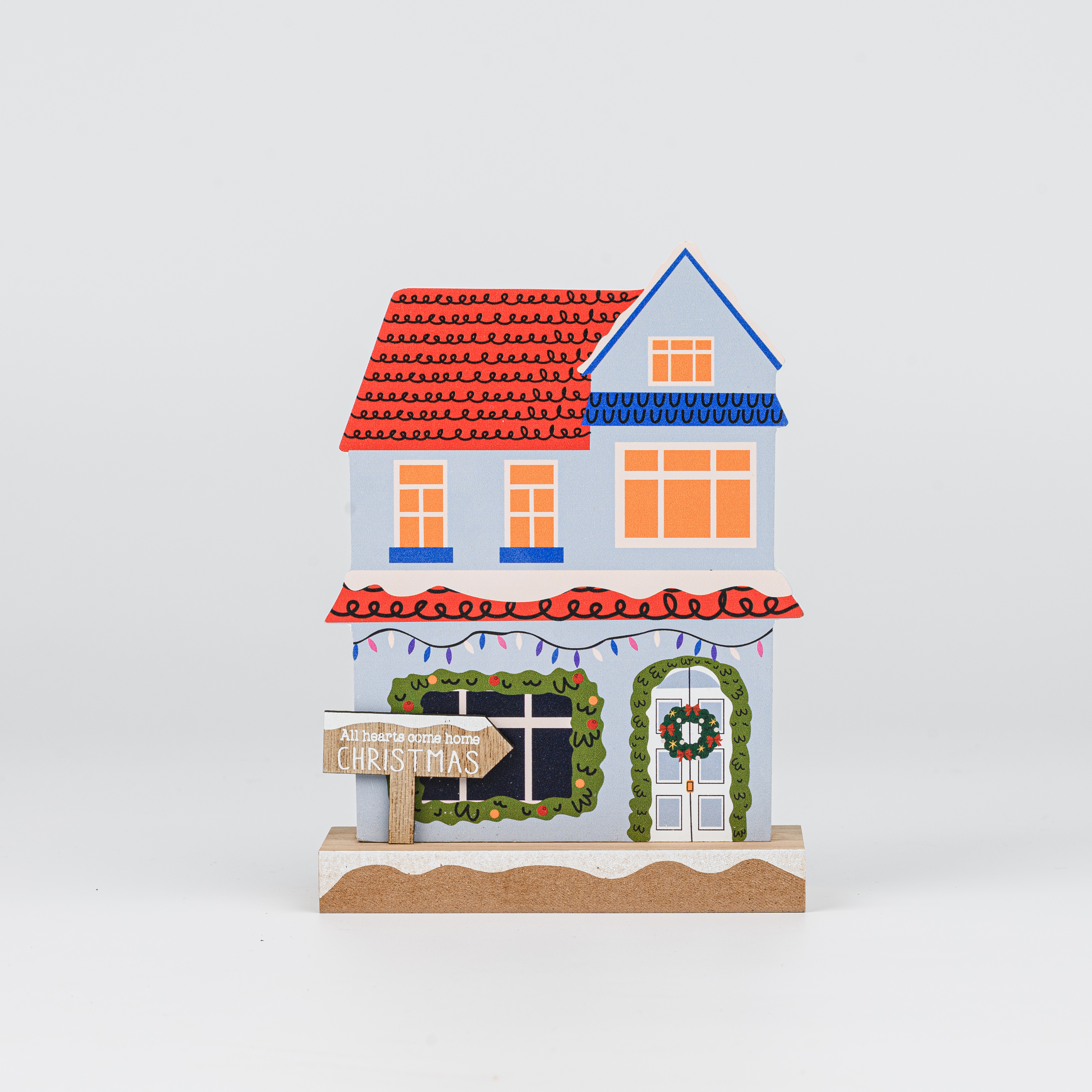 Wooden Christmas House Tabletop Decor With Xmas Sign