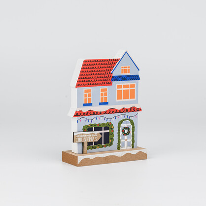 Wooden Christmas House Tabletop Decor With Xmas Sign