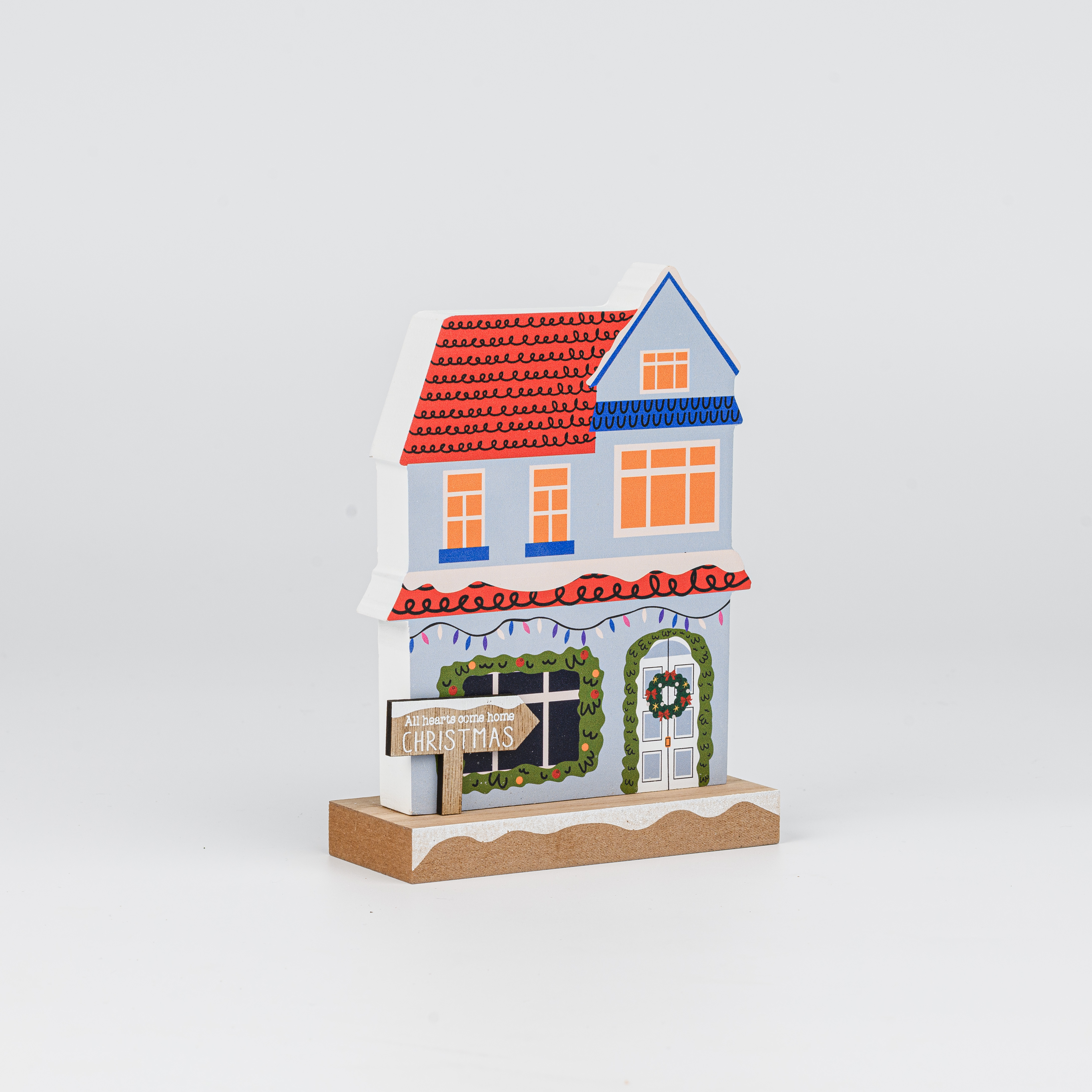 Wooden Christmas House Tabletop Decor With Xmas Sign