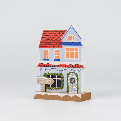 Wooden Christmas House Tabletop Decor With Xmas Sign