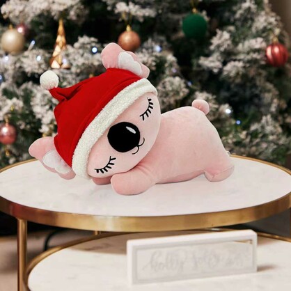 PINK KOALA WITH SANTA HAT