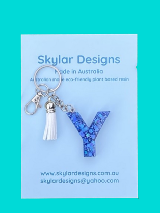 Set of Alphabet Key Rings - Blue Lagoon