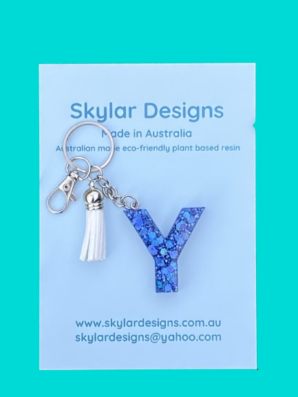 Set of Alphabet Key Rings - Blue Lagoon