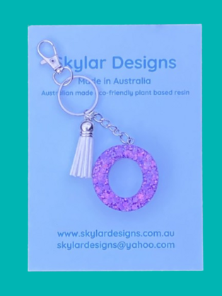 Set of Alphabet Key Rings - Purple Rain