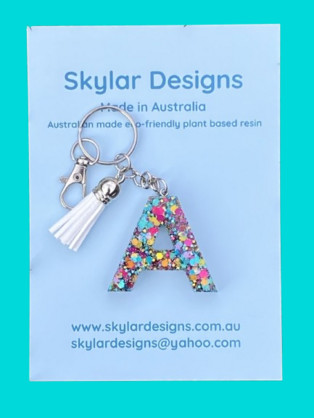 Set of Alphabet Key Rings - Dark Rainbow