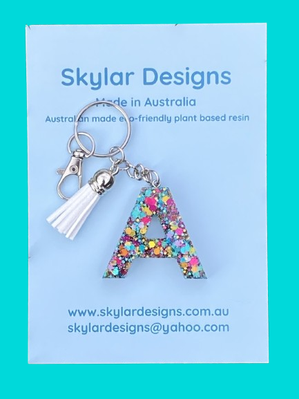 Set of Alphabet Key Rings - Dark Rainbow