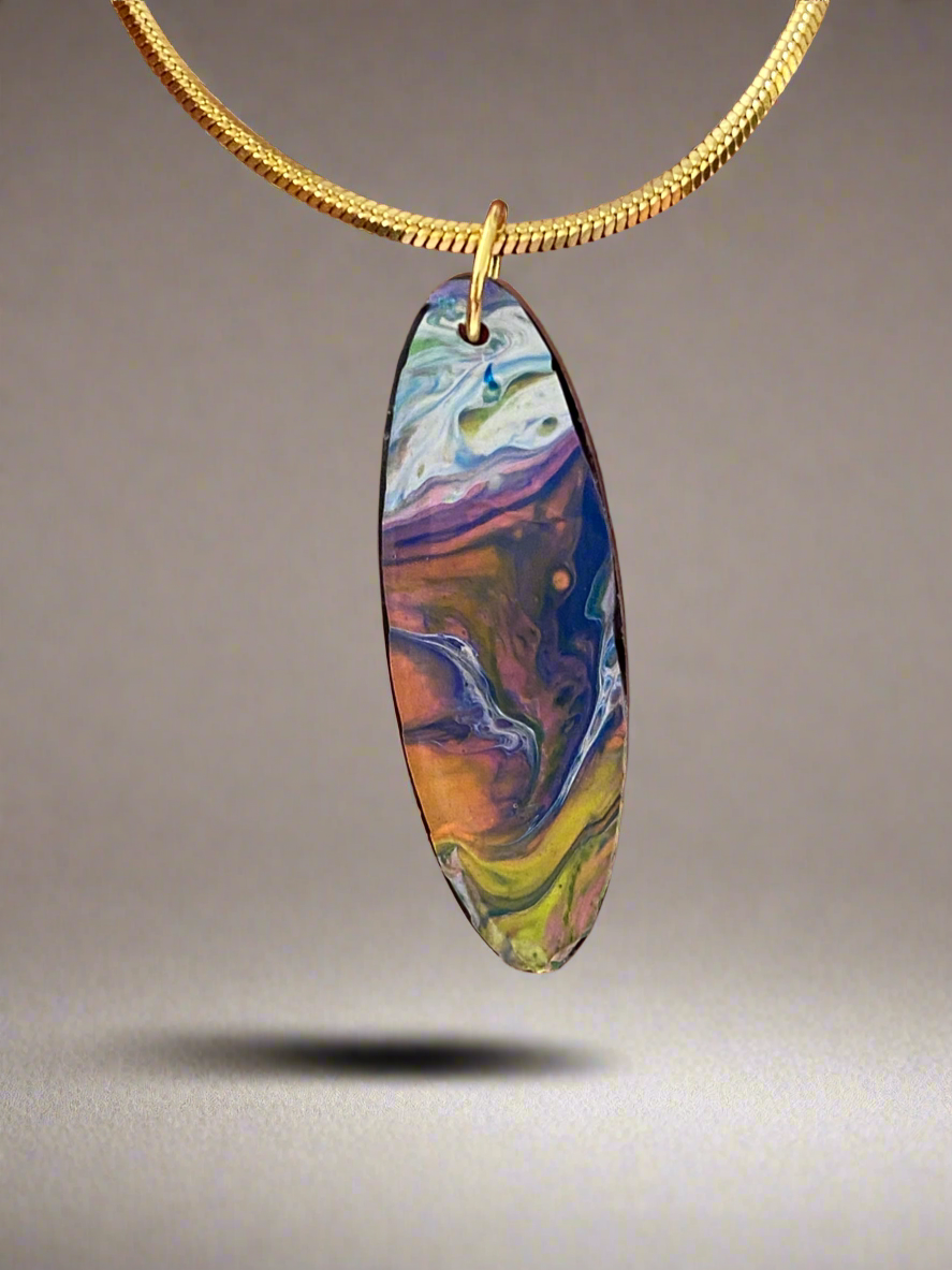 Fluid Art Necklace - Medium Ellipse