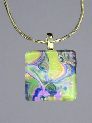 Fluid art necklace - Square