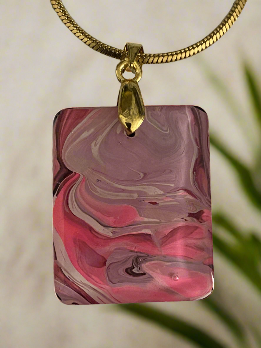 Fluid art pendant - Rectangle