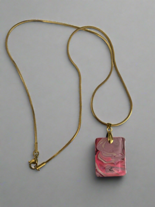 Fluid art pendant - Rectangle