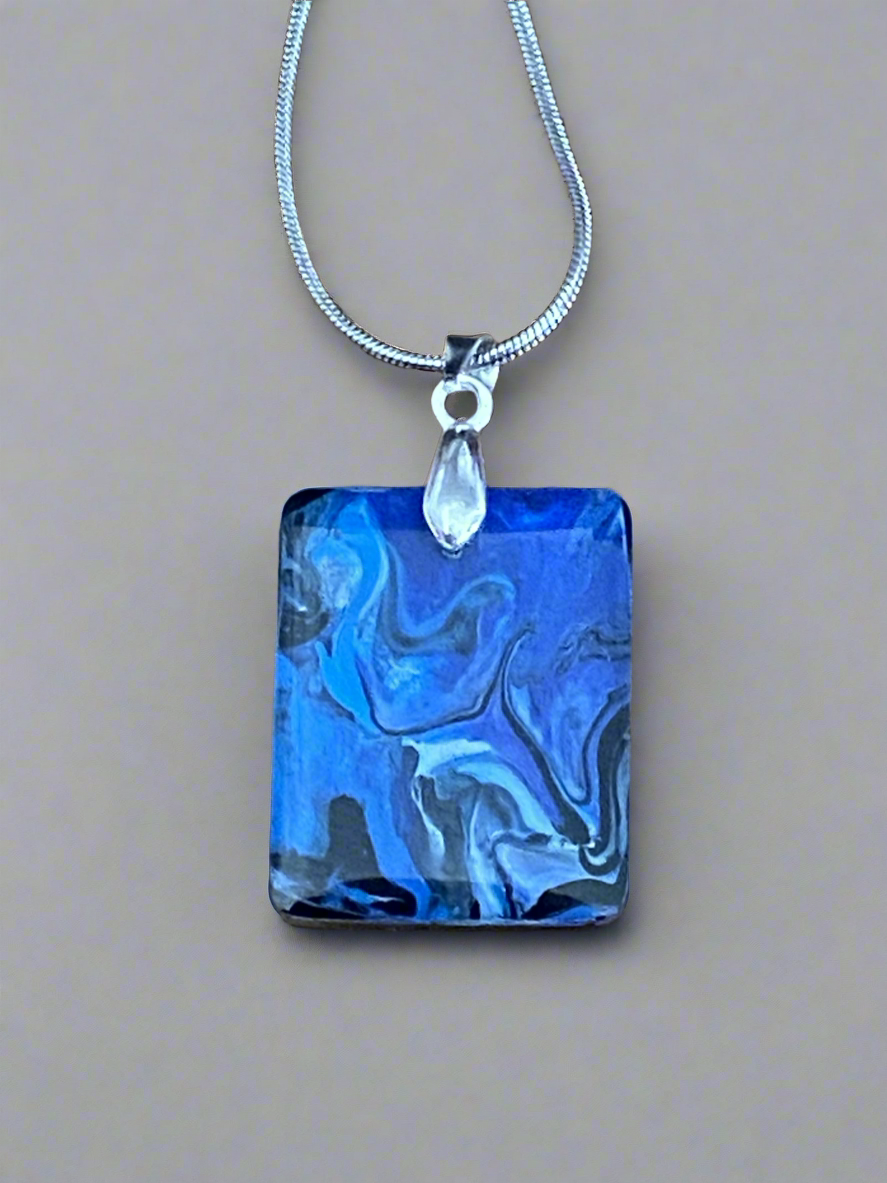 Fluid art pendant - Rectangle