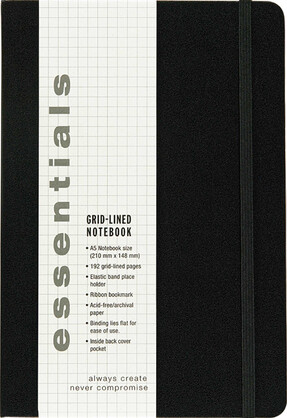 Essentials Grid-Lined Notebook, Large, A5 Size