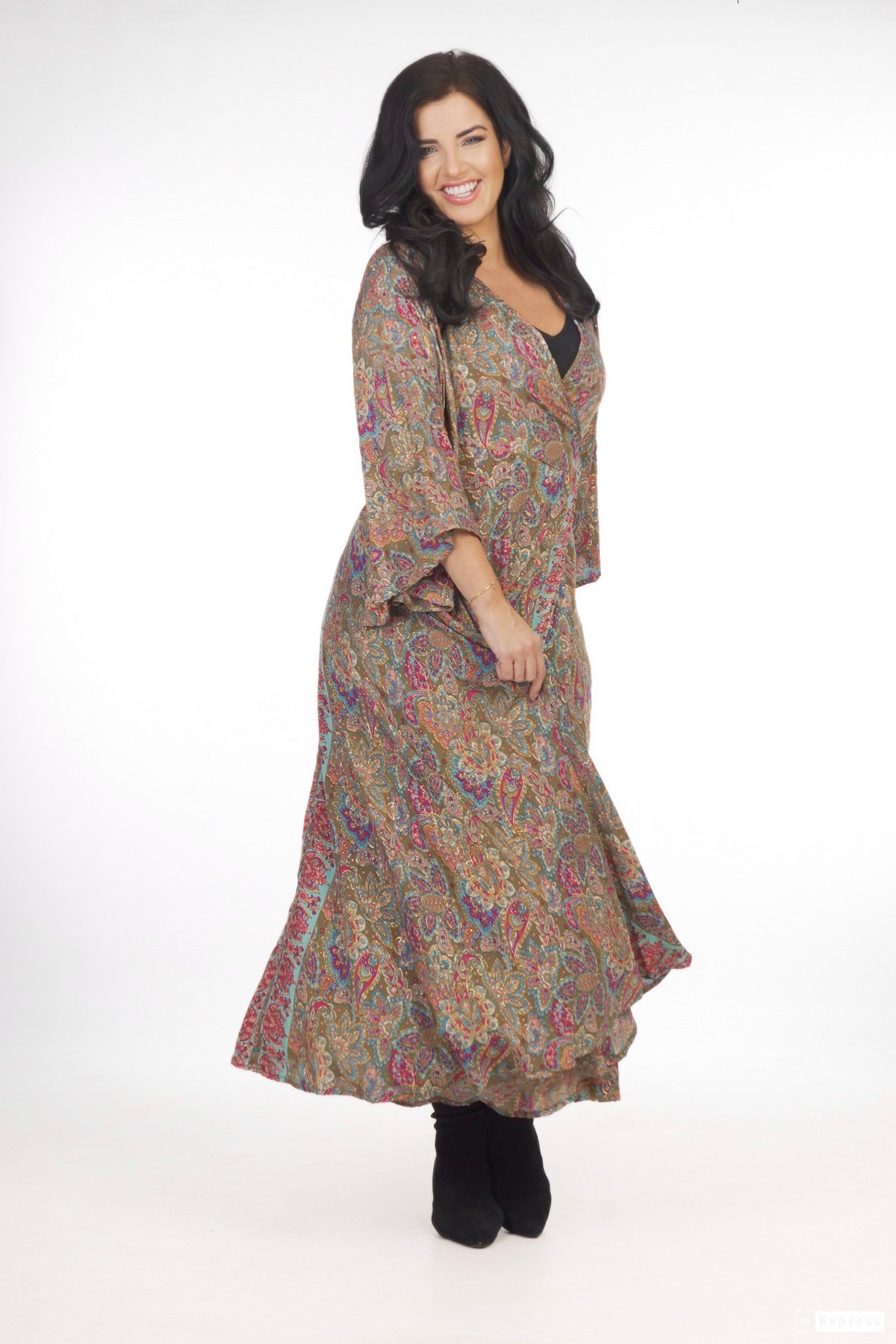 Ombak Designs Silk Wrap Dress Sage