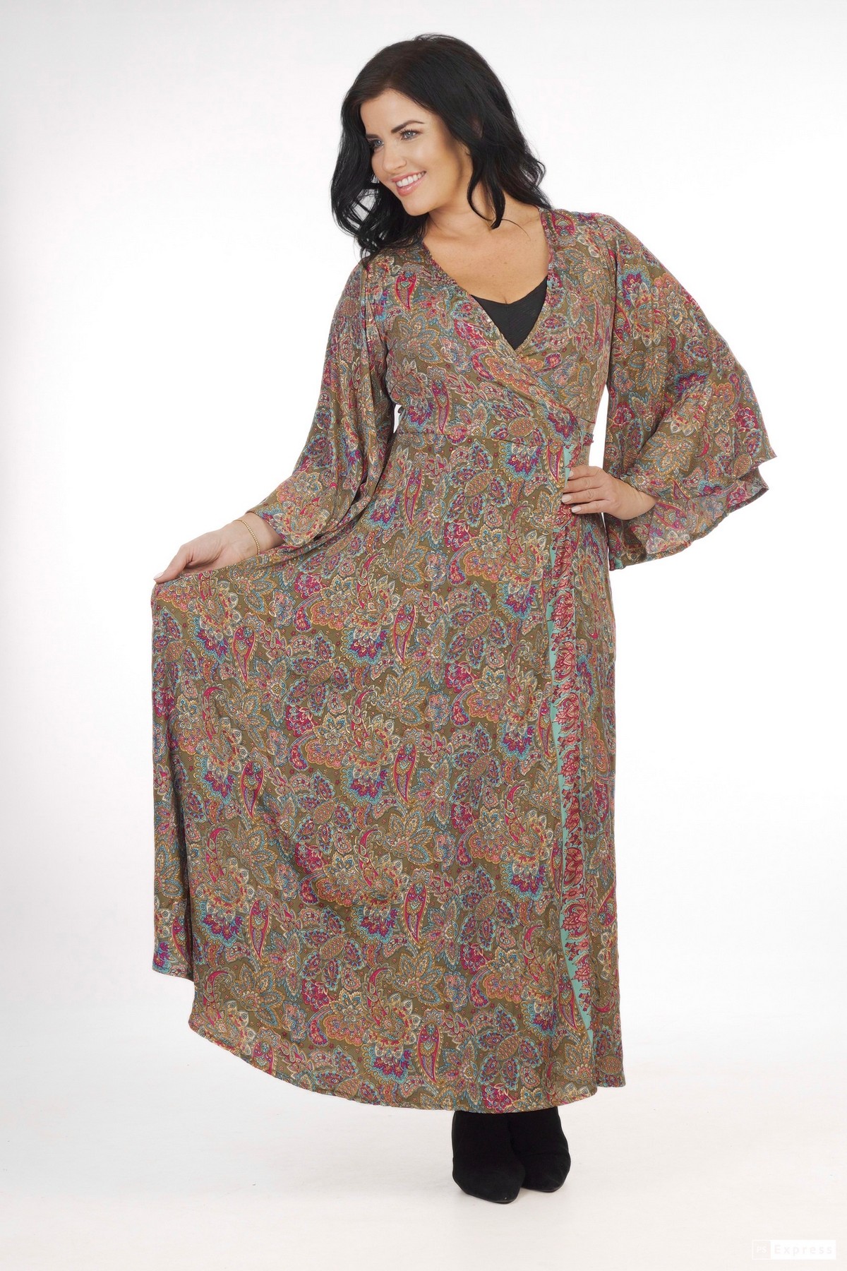 Ombak Designs Silk Wrap Dress Sage