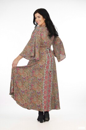 Ombak Designs Silk Wrap Dress Sage