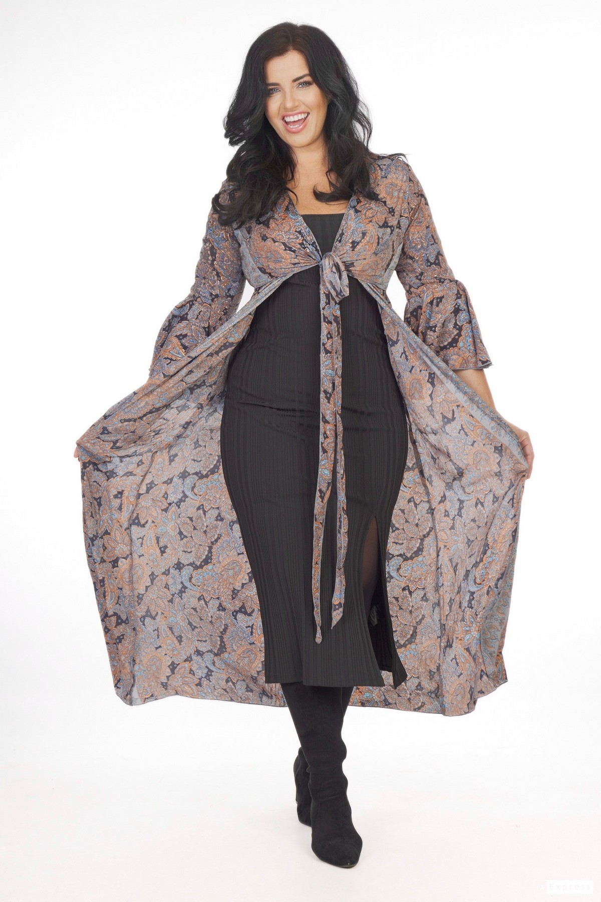 Ombak Designs Long Silk Tp Black/Blue