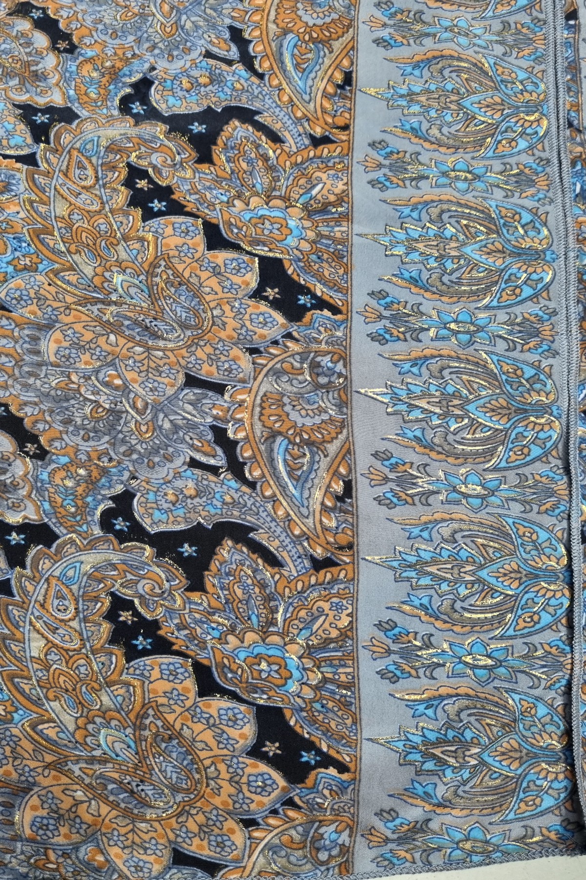 Ombak Designs Long Silk Tp Black/Blue