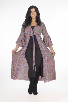 Ombak Designs Long Silk Top Purple