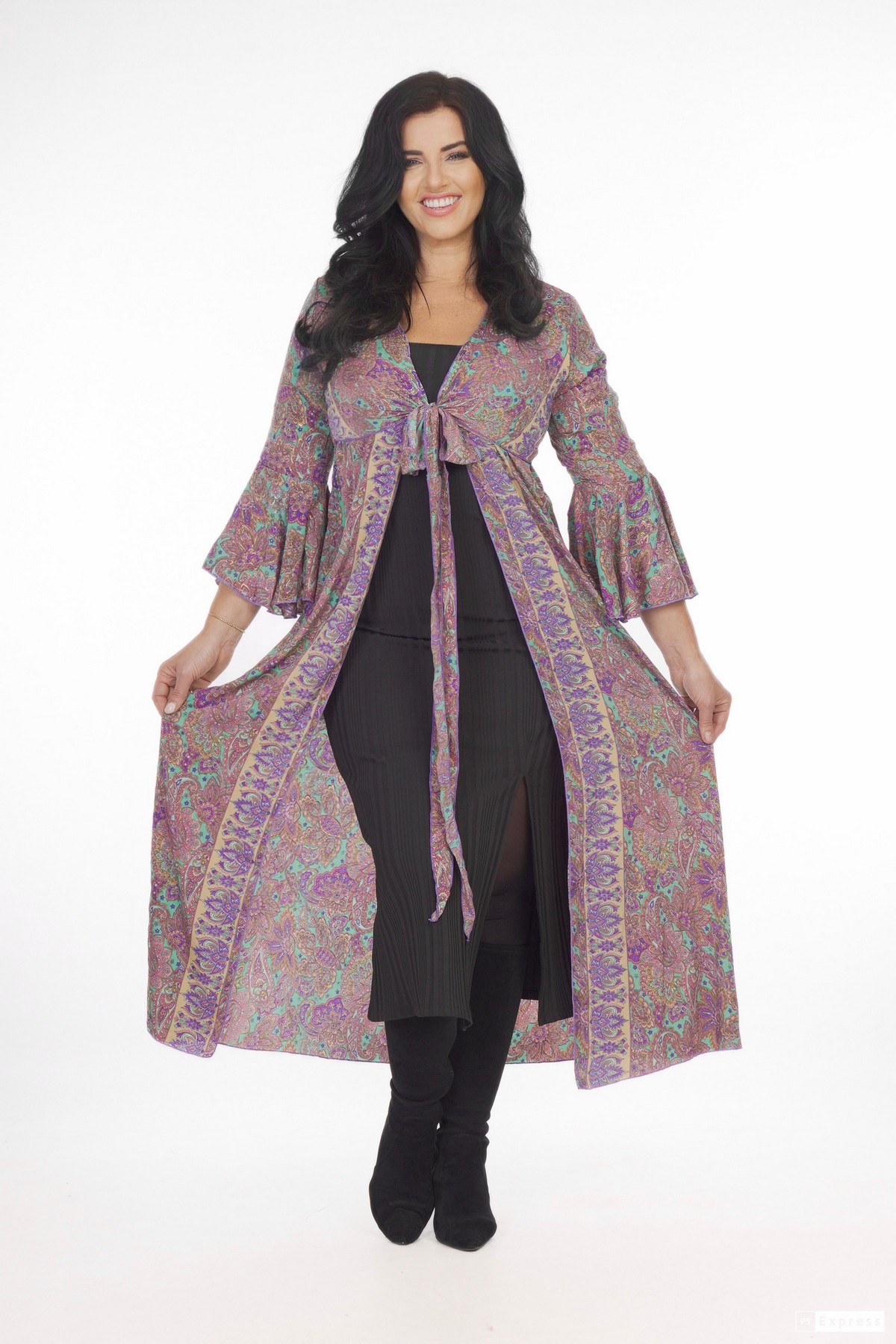 Ombak Designs Long Silk Top Purple