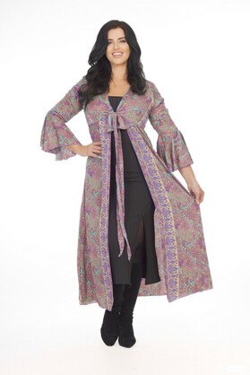 Ombak Designs Long Silk Top Purple