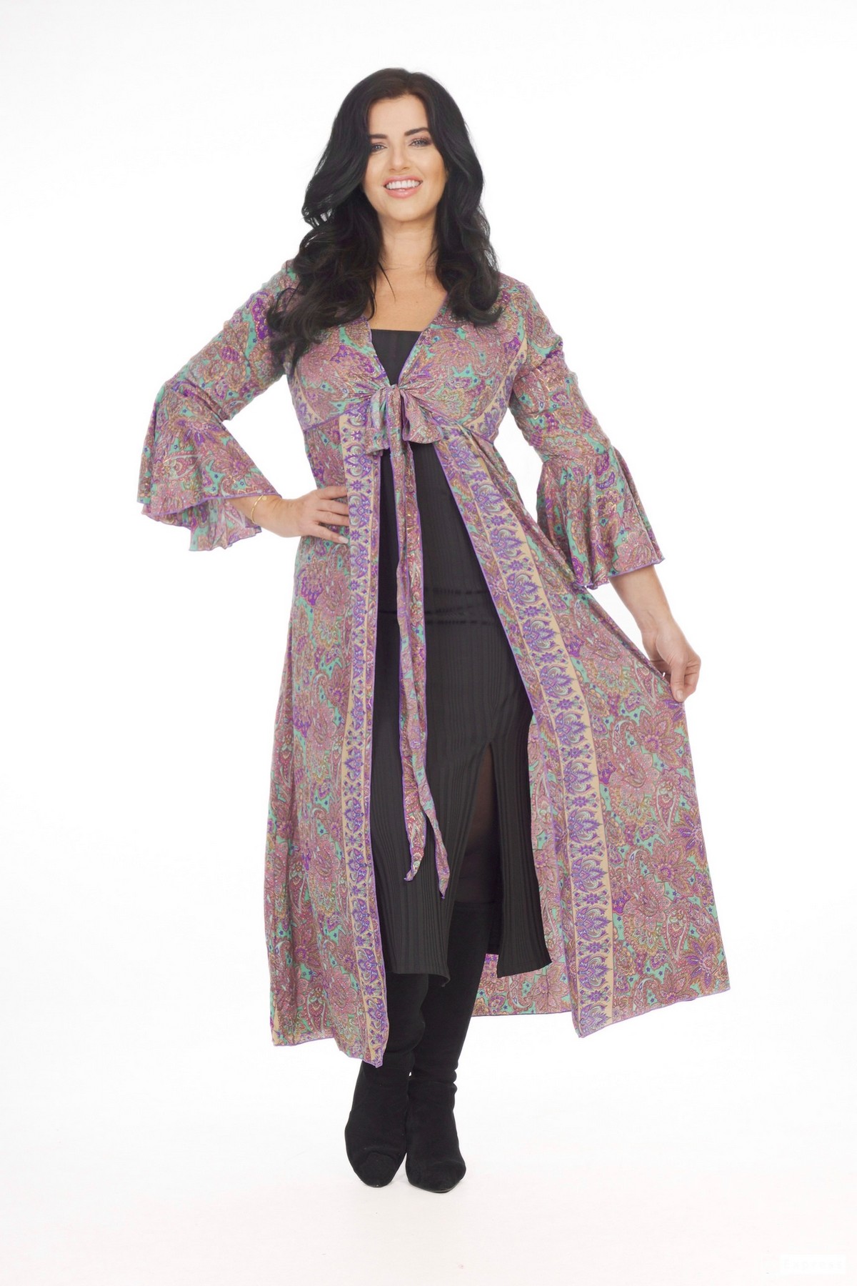 Ombak Designs Long Silk Top Purple