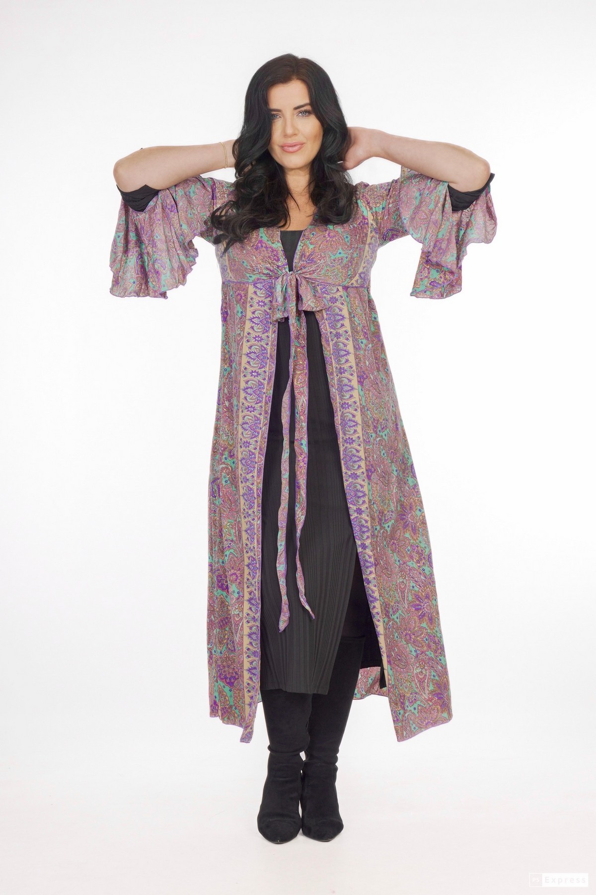 Ombak Designs Long Silk Top Purple