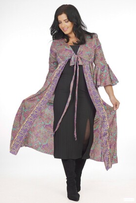 Ombak Designs Long Silk Top Purple