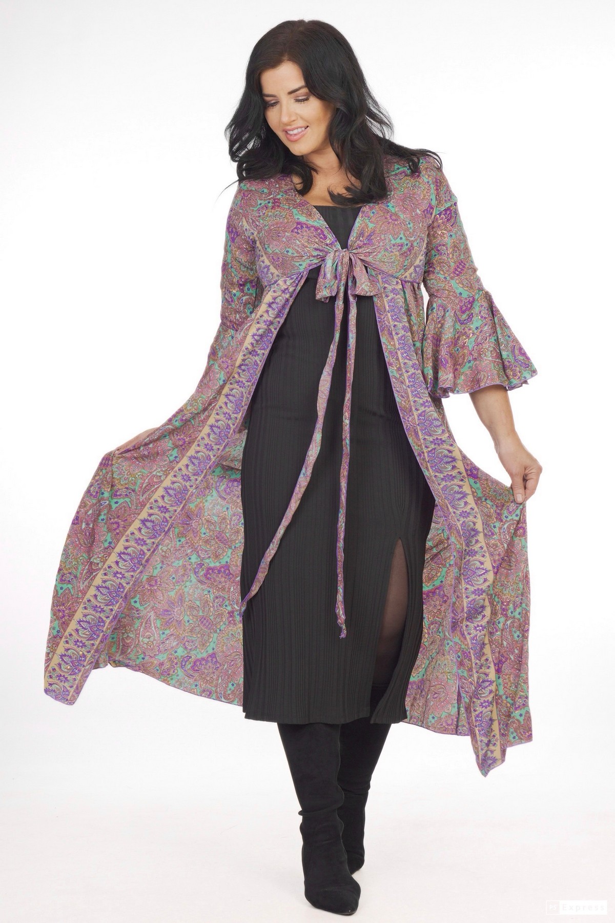 Ombak Designs Long Silk Top Purple